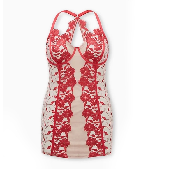 Torrid Mesh Lingerie Chemise size 1 (14/16) Coral - Picture 10 of 12